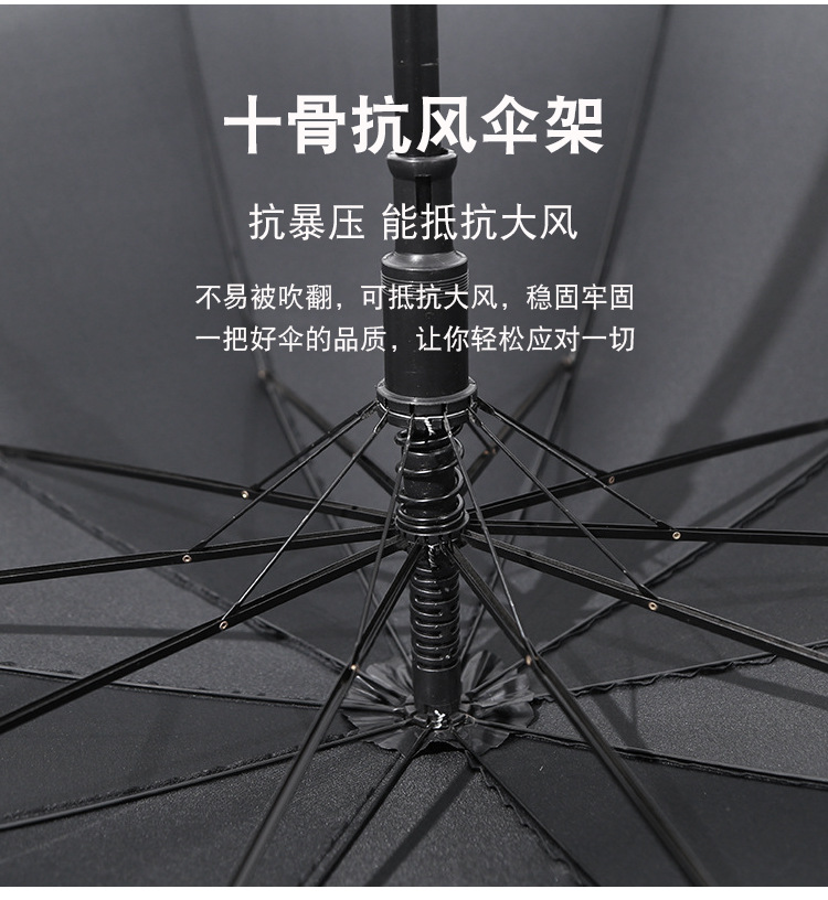 10-Bone Straight Rod Advertising Umbrella Customized Rain Or Shine Dual-Use Umbrella Customized Long Handle Golf Umbrella Foreskin Straight Handle Umbrella Wholesale