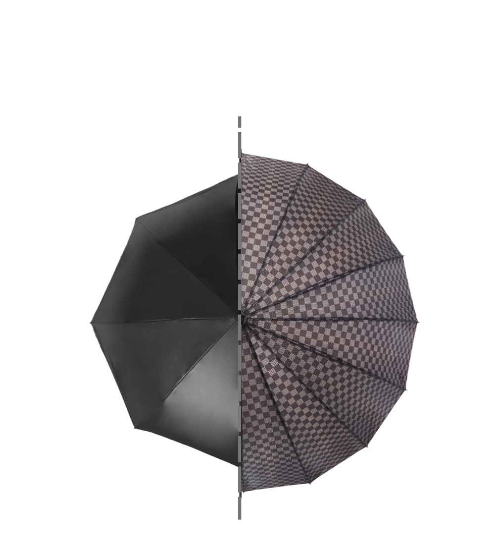 2610G dark plaid umbrella 16 bone polyester fabric umbrella handle wholesale 2610G dark plaid umbrella 16 bone polyester fabric umbrella handle wholesale