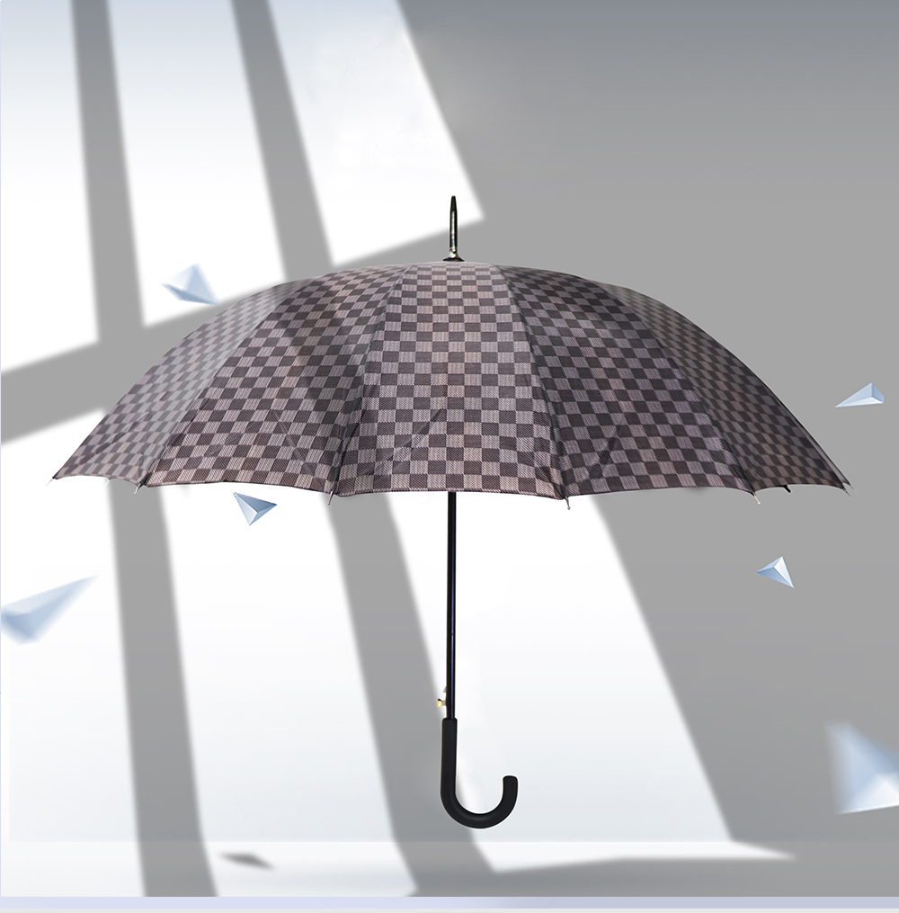 2610G dark plaid umbrella 16 bone polyester fabric umbrella handle wholesale 2610G dark plaid umbrella 16 bone polyester fabric umbrella handle wholesale