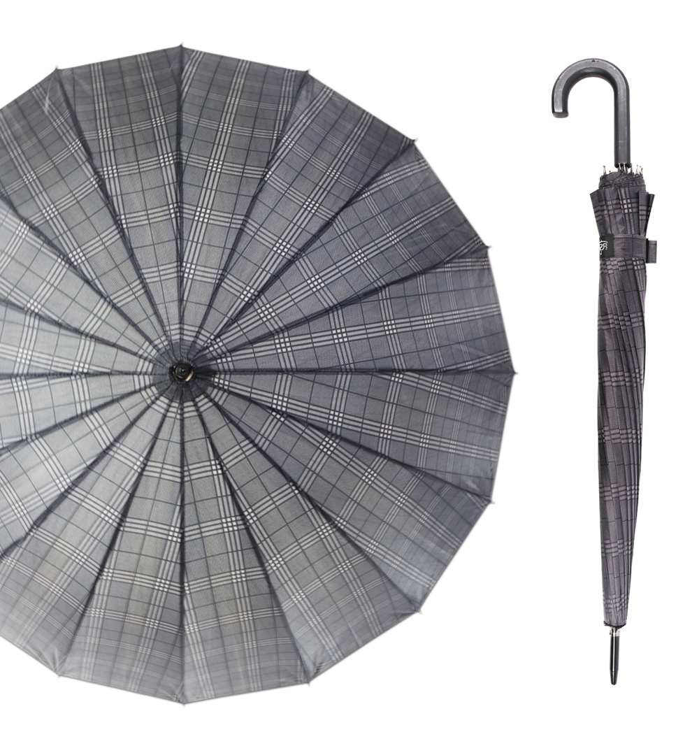 2610G dark plaid umbrella 16 bone polyester fabric umbrella handle wholesale 2610G dark plaid umbrella 16 bone polyester fabric umbrella handle wholesale