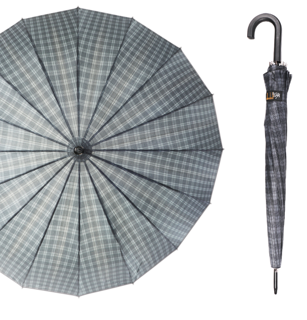 2610G dark plaid umbrella 16 bone polyester fabric umbrella handle wholesale 2610G dark plaid umbrella 16 bone polyester fabric umbrella handle wholesale