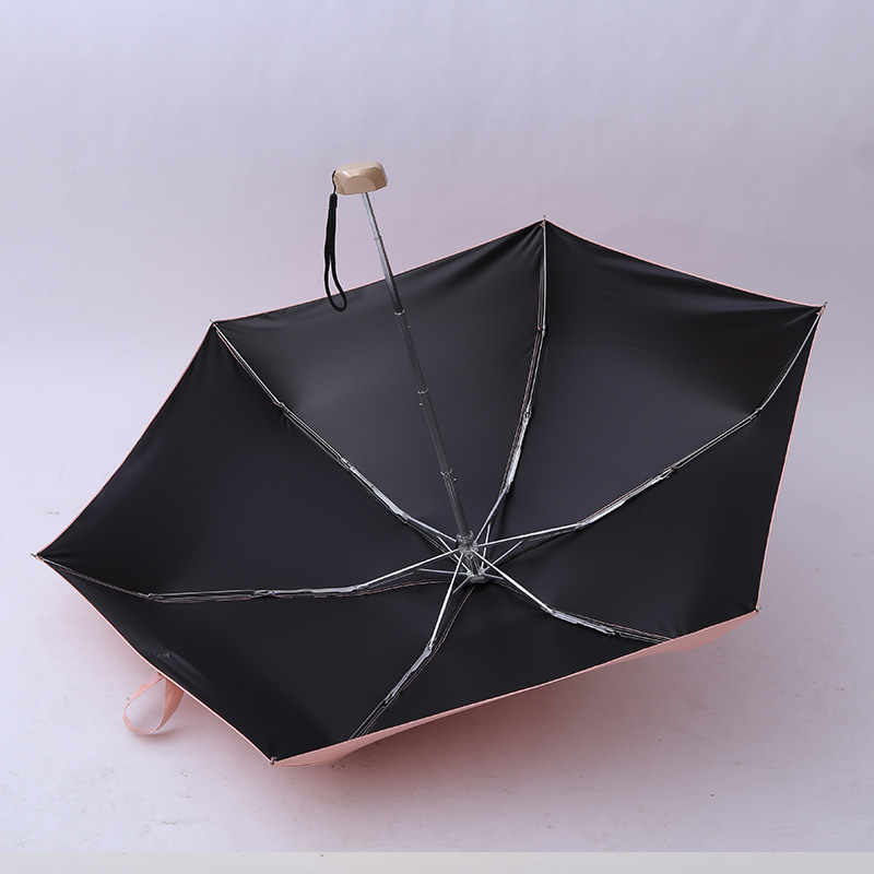 off umbrella vinyl portable Pocket sunny umbrella Suntan Sunshade Flat handle small Fresh Pure color UV 50 off umbrella