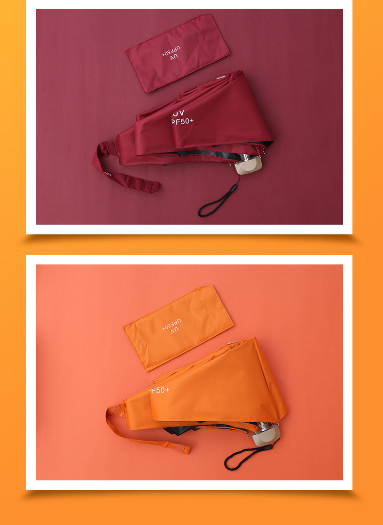 off umbrella vinyl portable Pocket sunny umbrella Suntan Sunshade Flat handle small Fresh Pure color UV 50 off umbrella