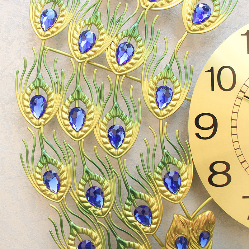 Yihong clock wall clock craft clock craft wall clock Art clock iron clock Peacock clock Home decor arts and crafts