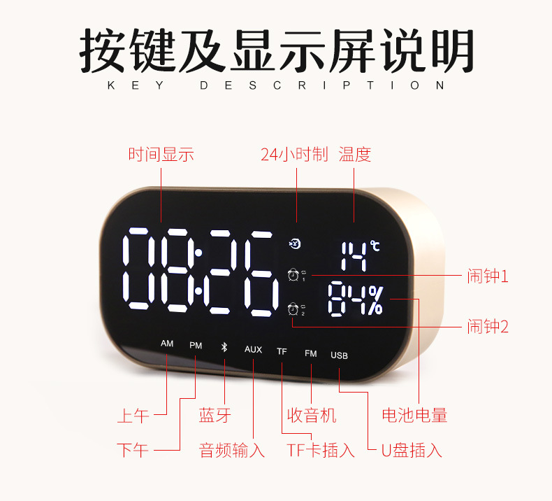 YAyusi Yayusi S2 Alarm Clock Speaker Sound Wireless Bluetooth Subwoofer New Creative BedsideUse Speaker YAyusi Yayusi S2 Alarm Clock Speaker Sound Wireless Bluetooth Subwoofer New Creative BedsideUse Speaker
