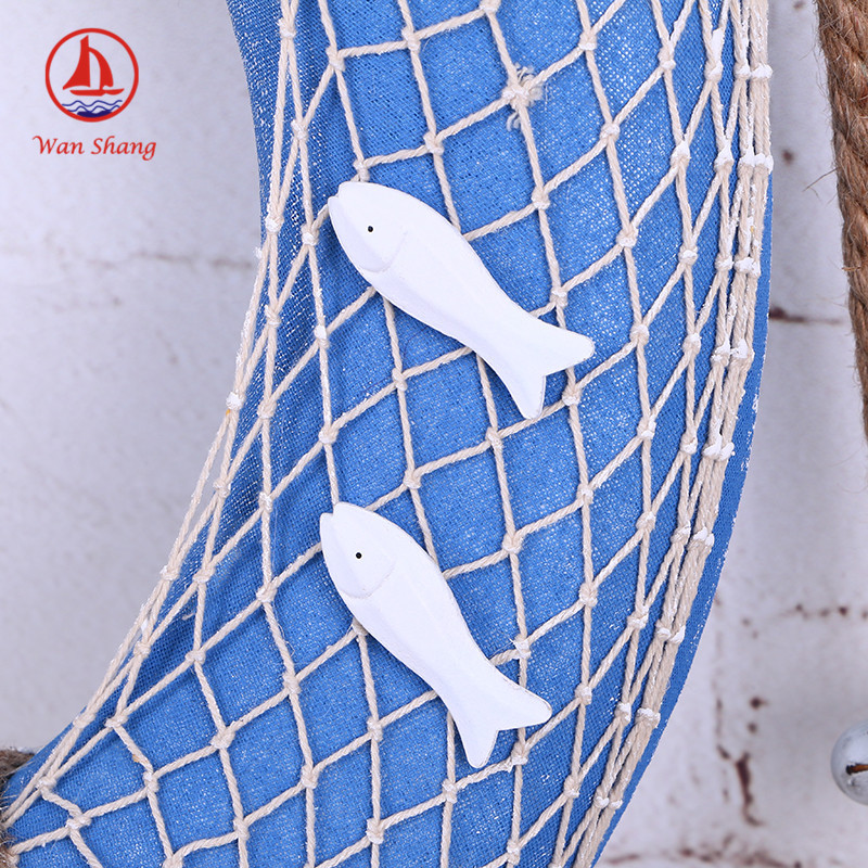 Mediterranean Decorative Life-Saving Swimming Ring Wall Hanging Window Bar Fishing Net with Clock Pendent Ornaments Wholesale