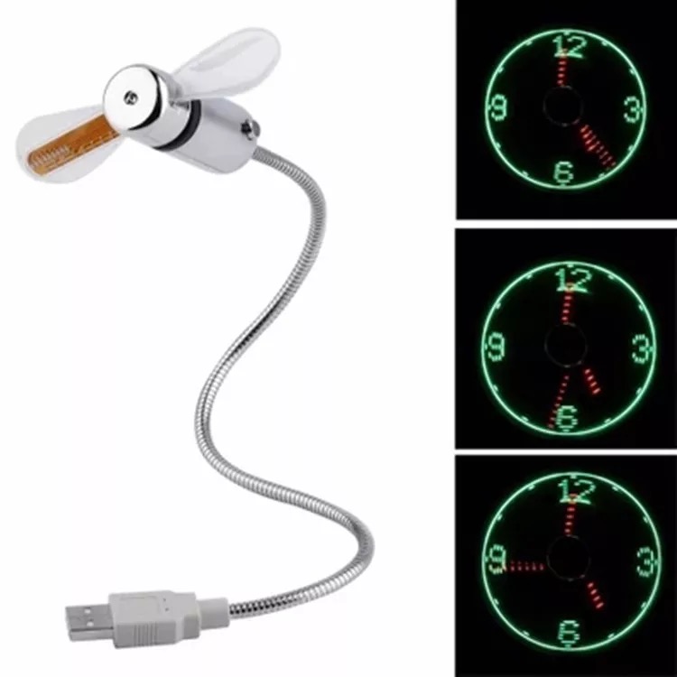 Flash - clock USB fan mini - plug fan student handheld fan manufacturer direct sales.