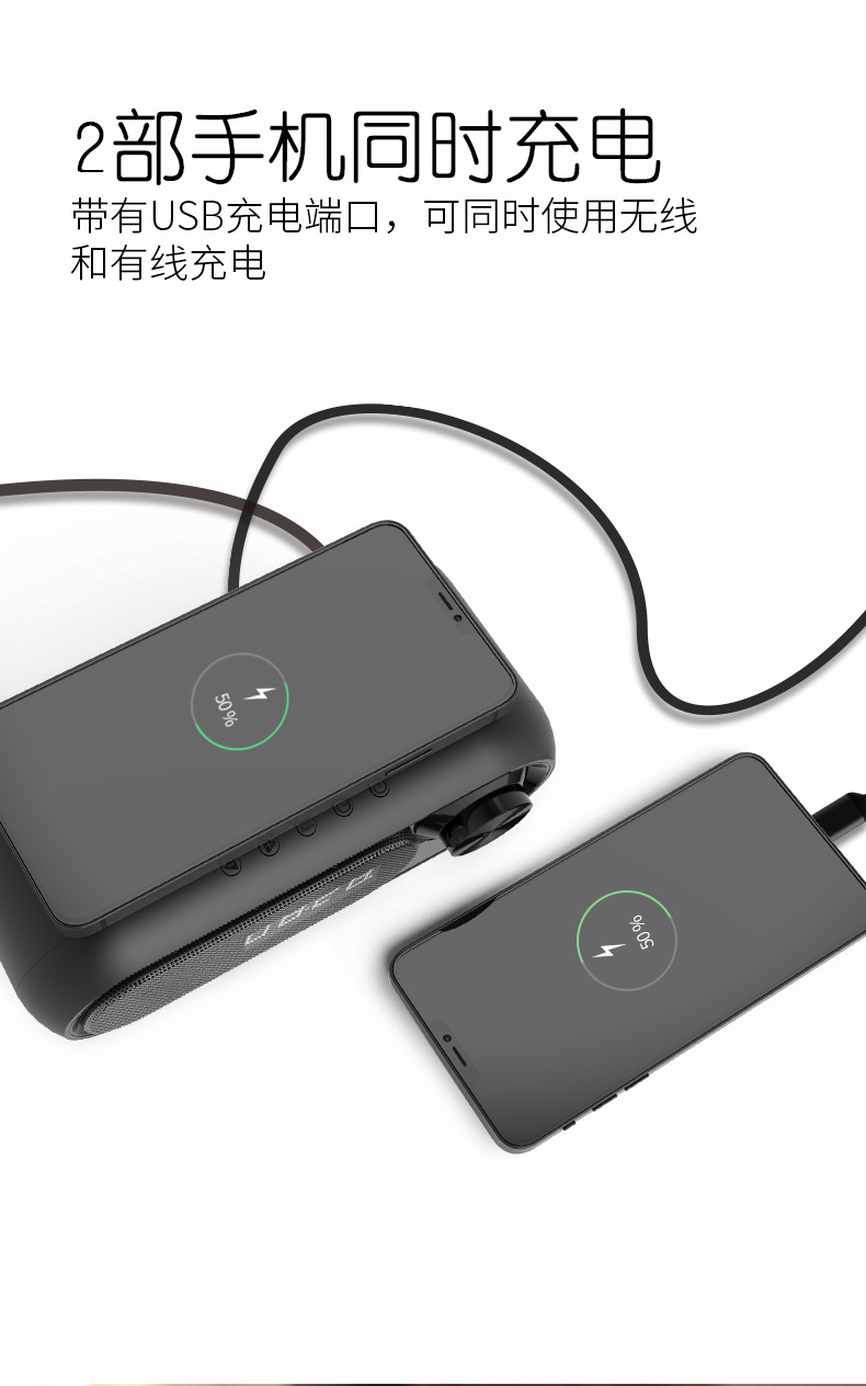 Clock Alarm Clock Radio Bass Multi-Function Bluetooth Speaker Computer Speaker with Wireless Charger Bluetooth Audio