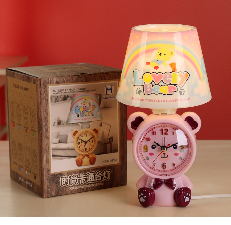 Factory Direct Sales Ocean Bear Multi-Function Clock Table Lamp Plug-in Type Table Lamp LED Bulb Table Lamp Small Night Lamp