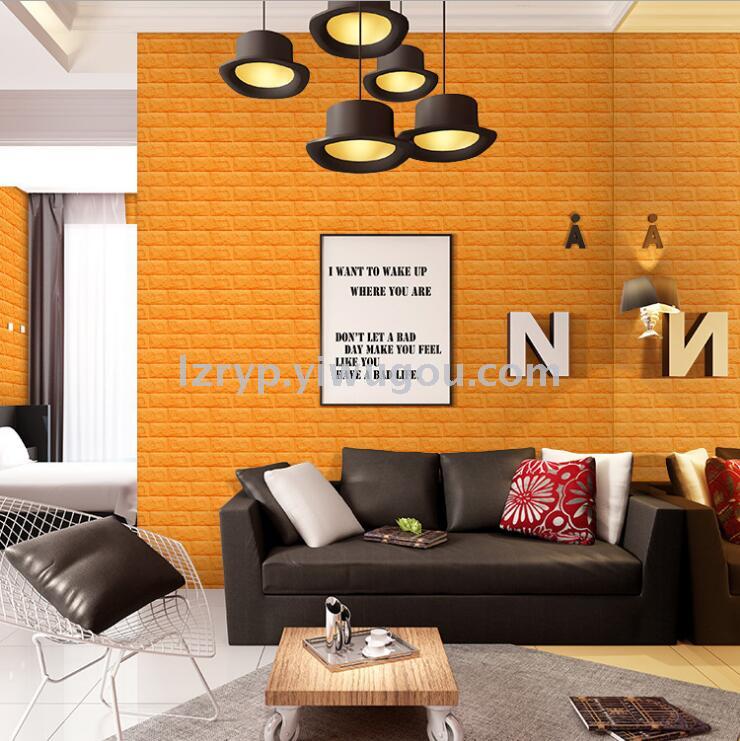 3D Brick Pattern Wall Sticker Decoration TV Background Wall Waterproof Self-Adhesive Wallpaper Tile Sticker