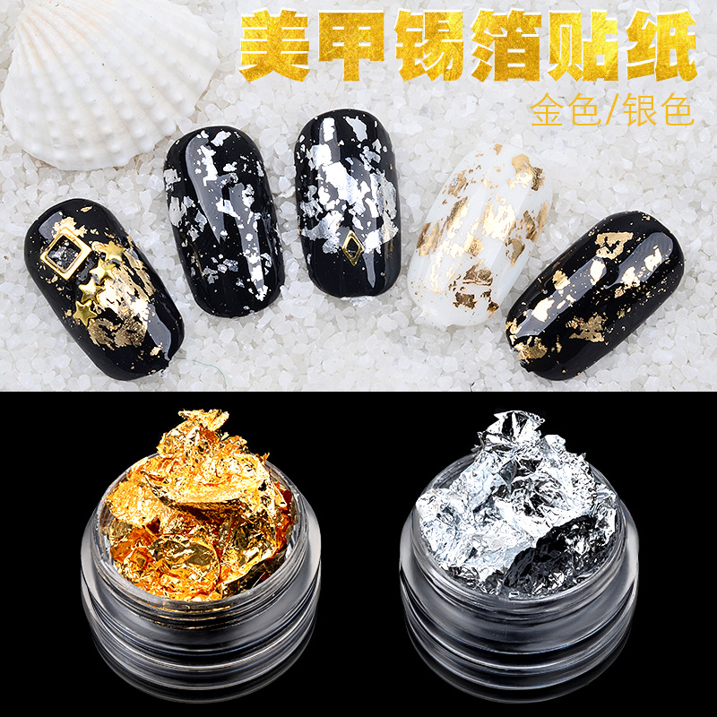 Nail Art Gold Silver Tin Foil DIY Fingernail Decoration Supplies Gold Paper Printing Paper Foil Sticker