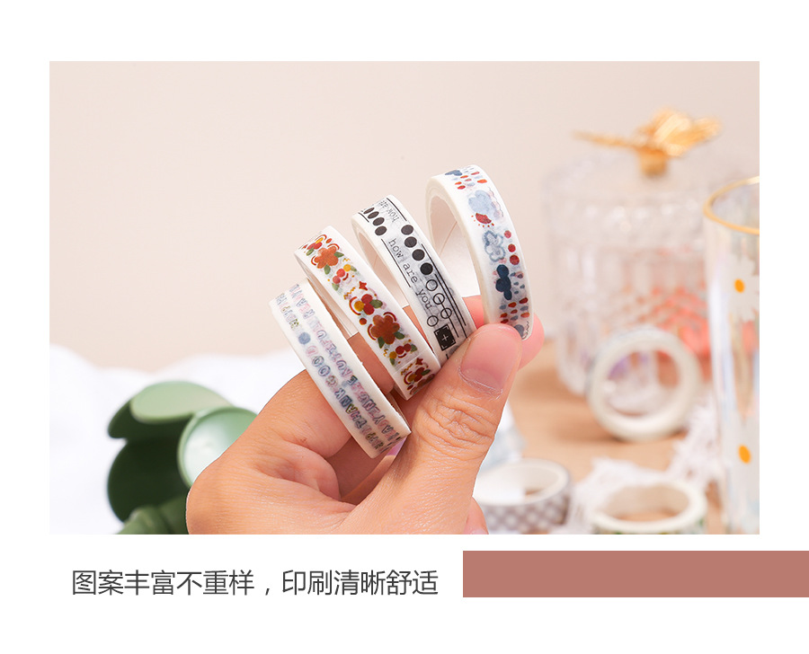 Yue Zhen Basic Decoration Series and Paper Adhesive Tape Color Plaid Dots Black and White Journal Decoration Sticker