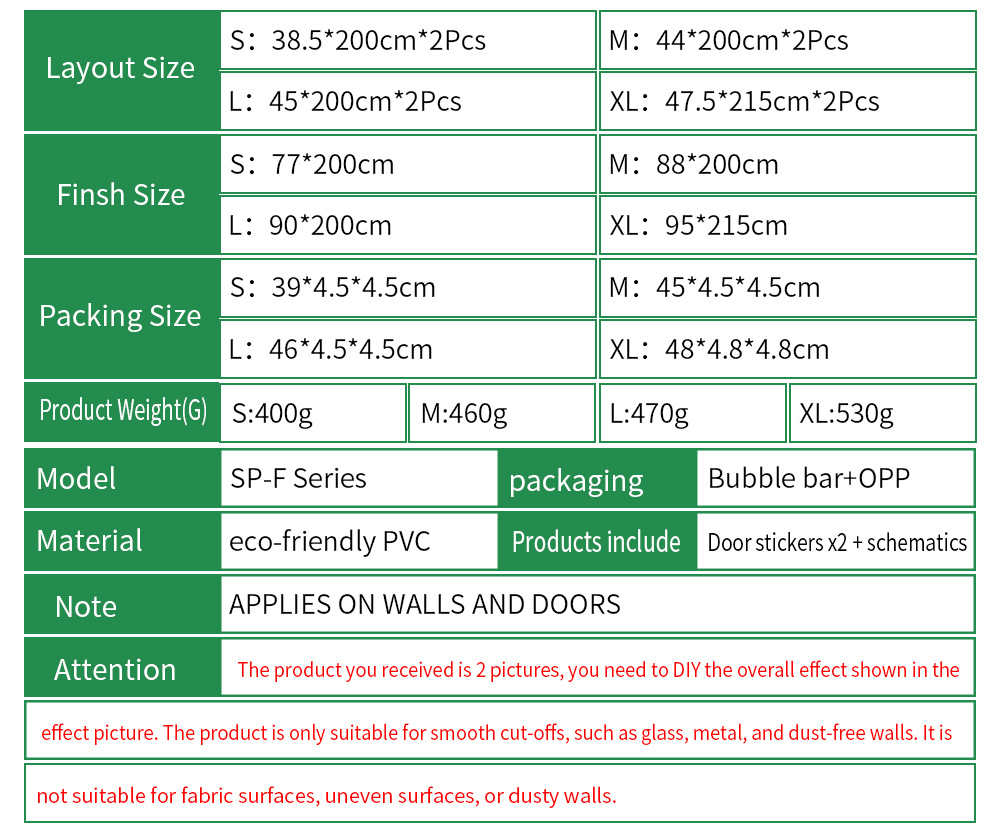 Shangyi New Product Door Sticker Foreign Trade Amazon Green Plant Flower Stickers Bedroom Home Door Decoration Renovation Wall Stickers F276
