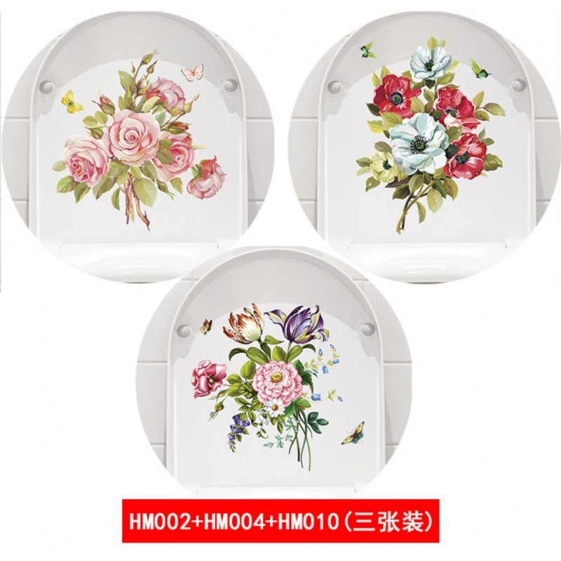 Room Decoration Wall Sticker Toilet Bowl Bathroom Waterproof Self-Adhesive and Cute except Creative Flower Decoration Sticker Painting