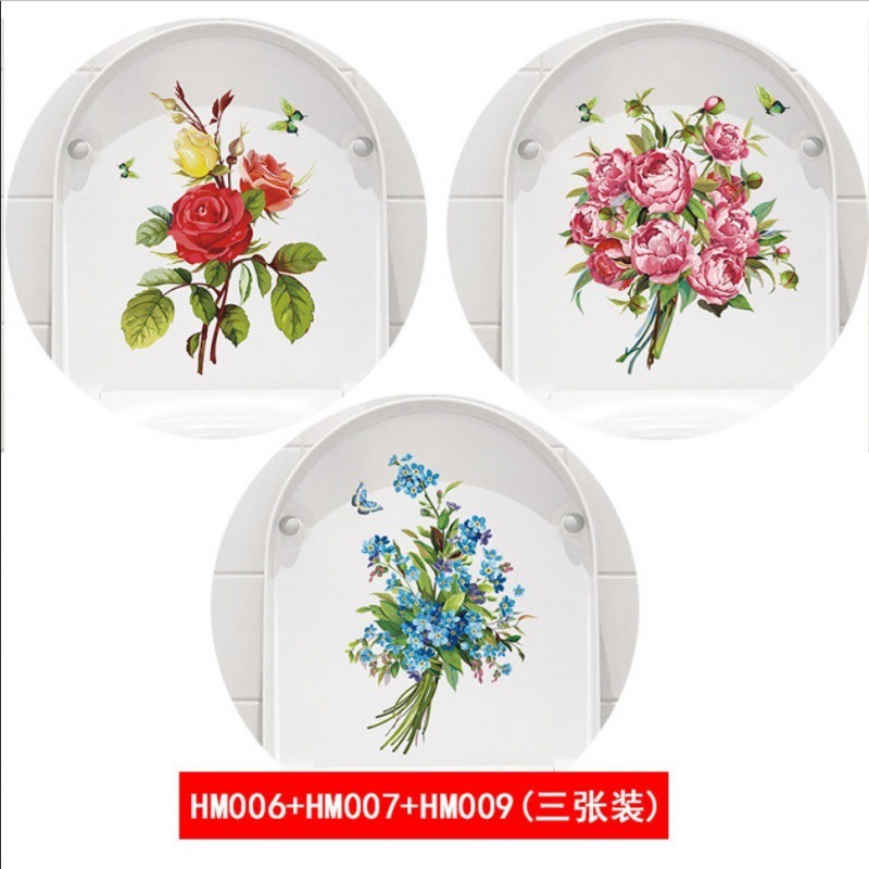 Room Decoration Wall Sticker Toilet Bowl Bathroom Waterproof Self-Adhesive and Cute except Creative Flower Decoration Sticker Painting