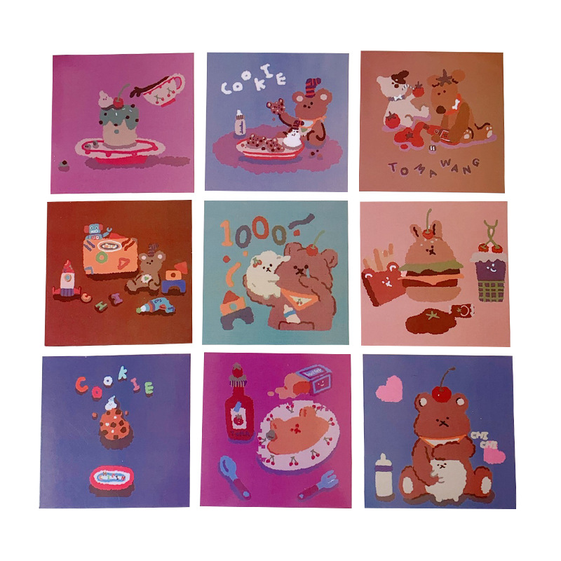Japanese Cute Ins Candy Bear Wall Painting Office Bedroom Decoration Card Bear Sticker Card Girl Heart