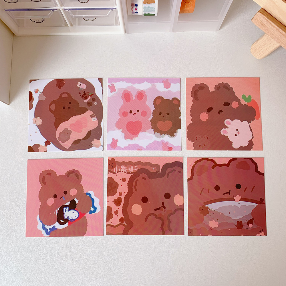 Japanese Cute Ins Candy Bear Wall Painting Office Bedroom Decoration Card Bear Sticker Card Girl Heart
