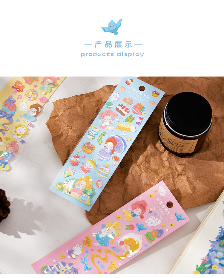 Flat Sticker Sweet World Series Cute Ins Collage Decoration Fresh Journal DIY 8