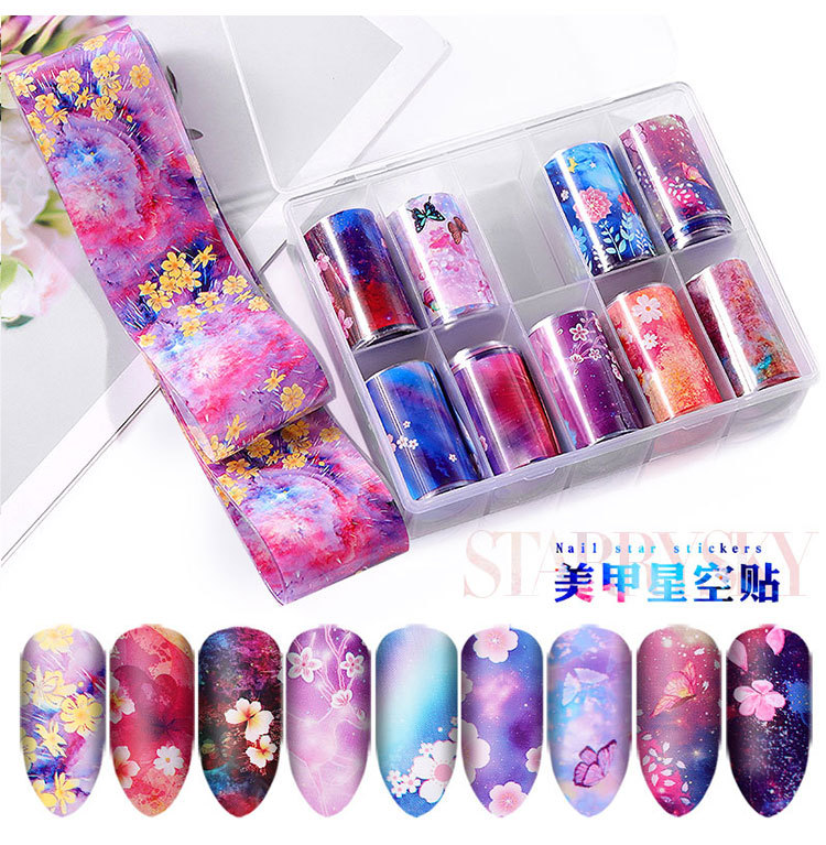 Cross-Border New Arrival Nail Art Flower Starry Sky Series Transfer Paper Internet Celebrity Nail Sticker Flower Laser Starry Sky Paper Decoration Cross-Border New Arrival Nail Art Flower Starry Sky Series Transfer Paper Internet Celebrity Nail Sticker Flower Laser Starry Sky Paper Decoration