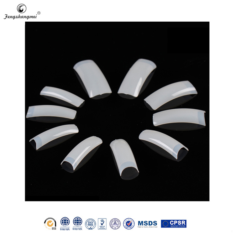 Foreign Trade Sarongjia Long Flat Head Fake Nails Curved Mouth Semi-Nail Sticky Wear Nail Sticker DIY Decoration Nail Shaped Piece Wholesale