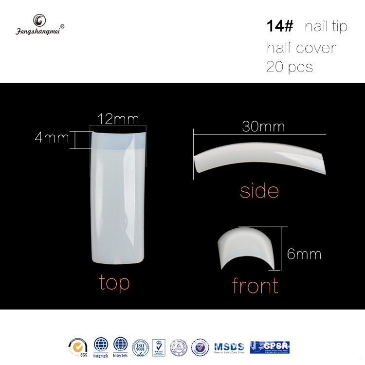 Foreign Trade Sarongjia Long Flat Head Fake Nails Curved Mouth Semi-Nail Sticky Wear Nail Sticker DIY Decoration Nail Shaped Piece Wholesale