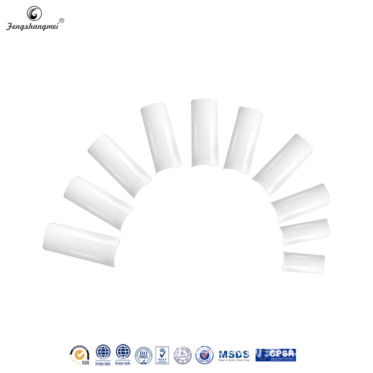 Foreign Trade Sarongjia Long Flat Head Fake Nails Curved Mouth Semi-Nail Sticky Wear Nail Sticker DIY Decoration Nail Shaped Piece Wholesale