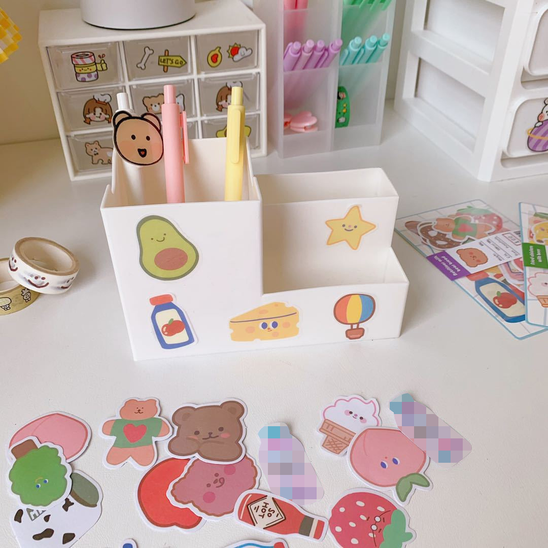 Korean Style Ins Cartoon Cute Soft Candy Bear Hand Ledger Sticker Creative Mobile Phone Decoration Material Stickers Transparent Decoration