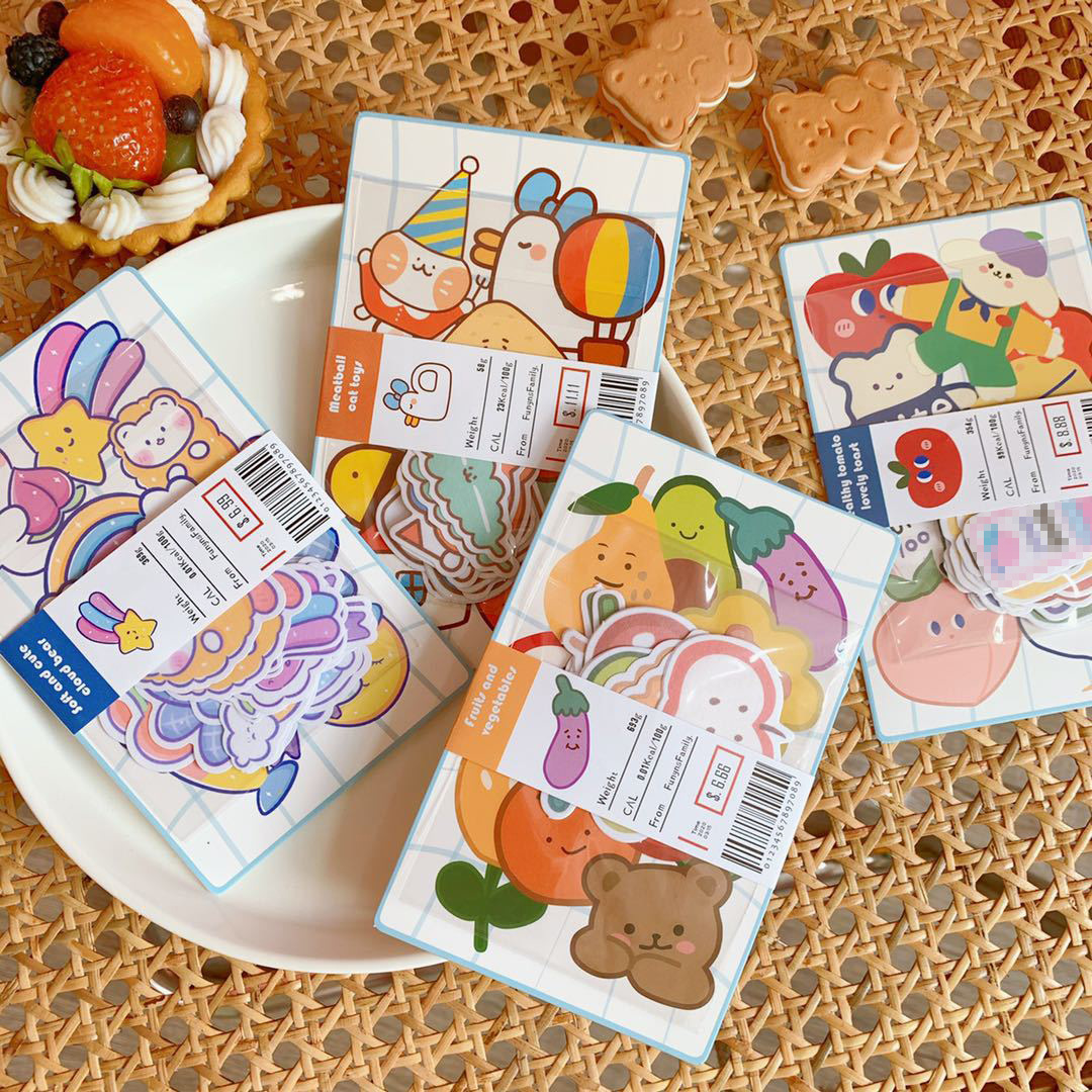 Korean Style Ins Cartoon Cute Soft Candy Bear Hand Ledger Sticker Creative Mobile Phone Decoration Material Stickers Transparent Decoration
