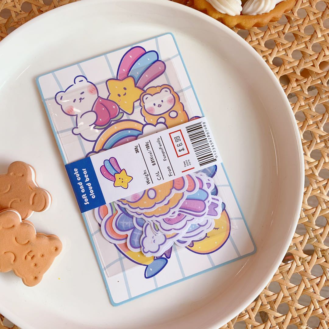 Korean Style Ins Cartoon Cute Soft Candy Bear Hand Ledger Sticker Creative Mobile Phone Decoration Material Stickers Transparent Decoration