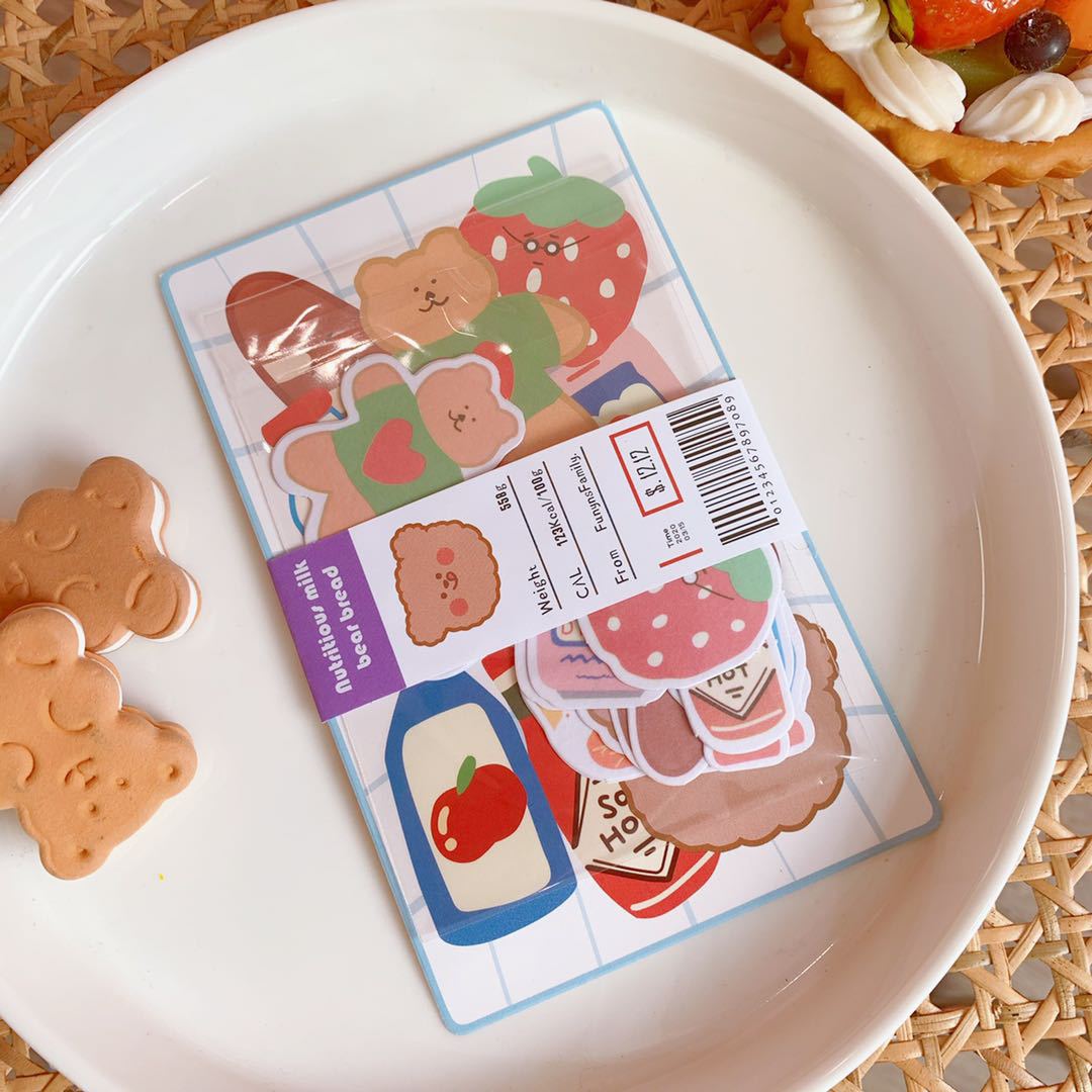 Korean Style Ins Cartoon Cute Soft Candy Bear Hand Ledger Sticker Creative Mobile Phone Decoration Material Stickers Transparent Decoration