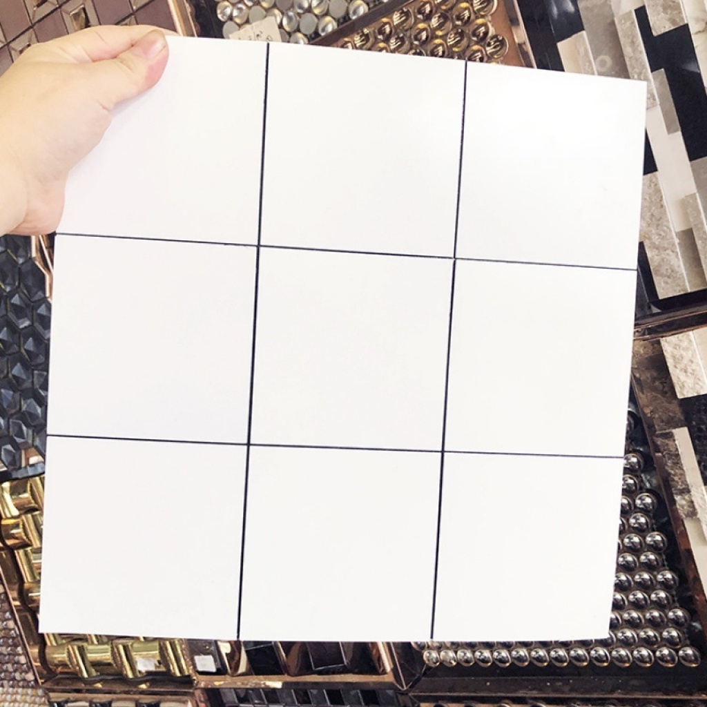 Jiugongge White Aluminum Plate Mosaic Self-Adhesive Adhesive Wall Sticker Bathroom Kitchen Rental Room Store Decoration