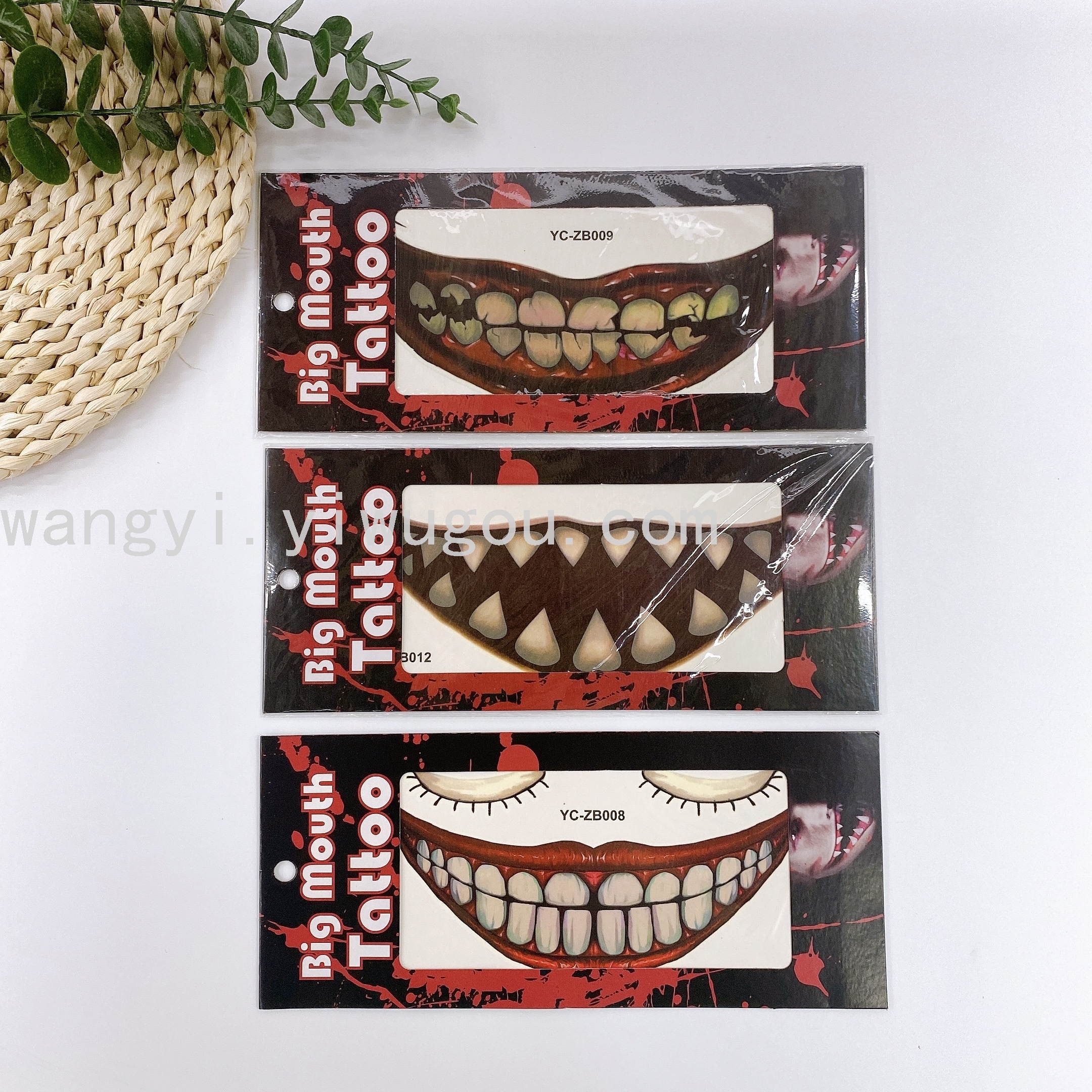 Factory Direct Sales Halloween Mouth Tattoo Sticker Lip DIY Decoration Big Mouth Tattoos