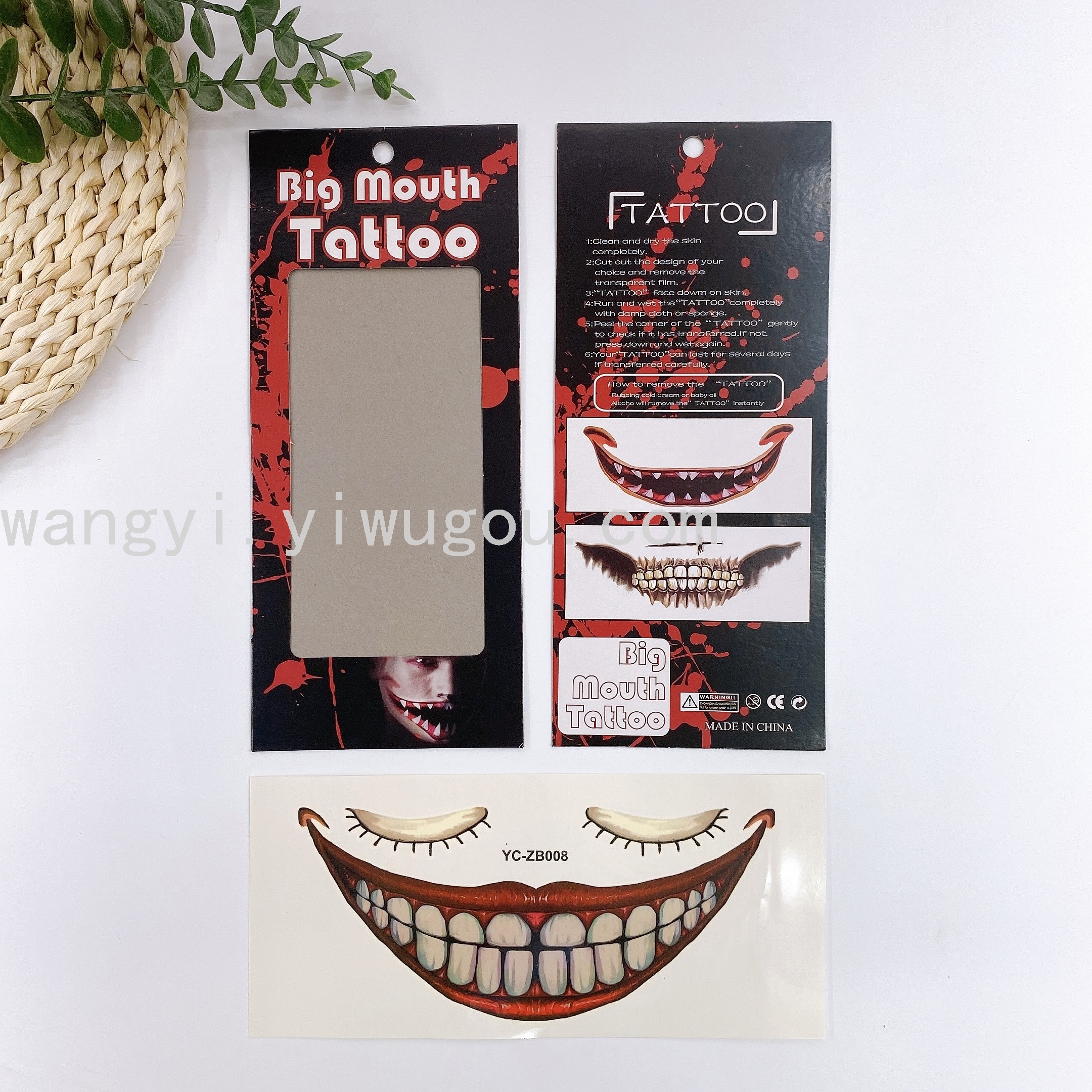 Factory Direct Sales Halloween Mouth Tattoo Sticker Lip DIY Decoration Big Mouth Tattoos