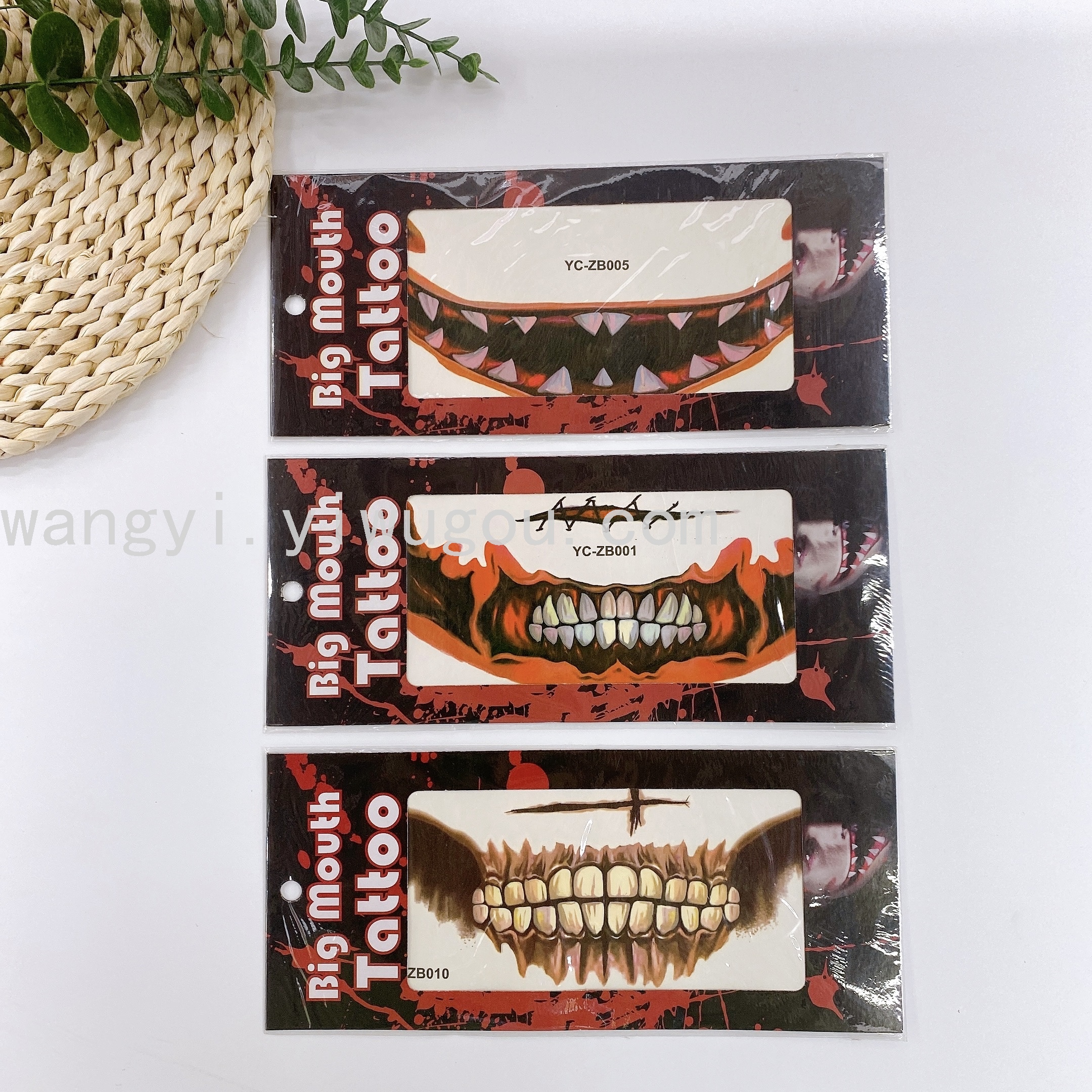 Factory Direct Sales Halloween Mouth Tattoo Sticker Lip DIY Decoration Big Mouth Tattoos