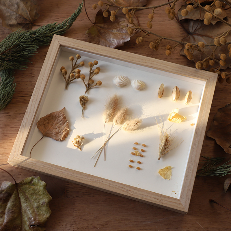 Creative Handmade Photo Frame DIY Dried Flower Nordic Specimen Photo Frame 6-Inch 10-Inch Horizontal and Vertical Solid Wood Stereo Photo Frame