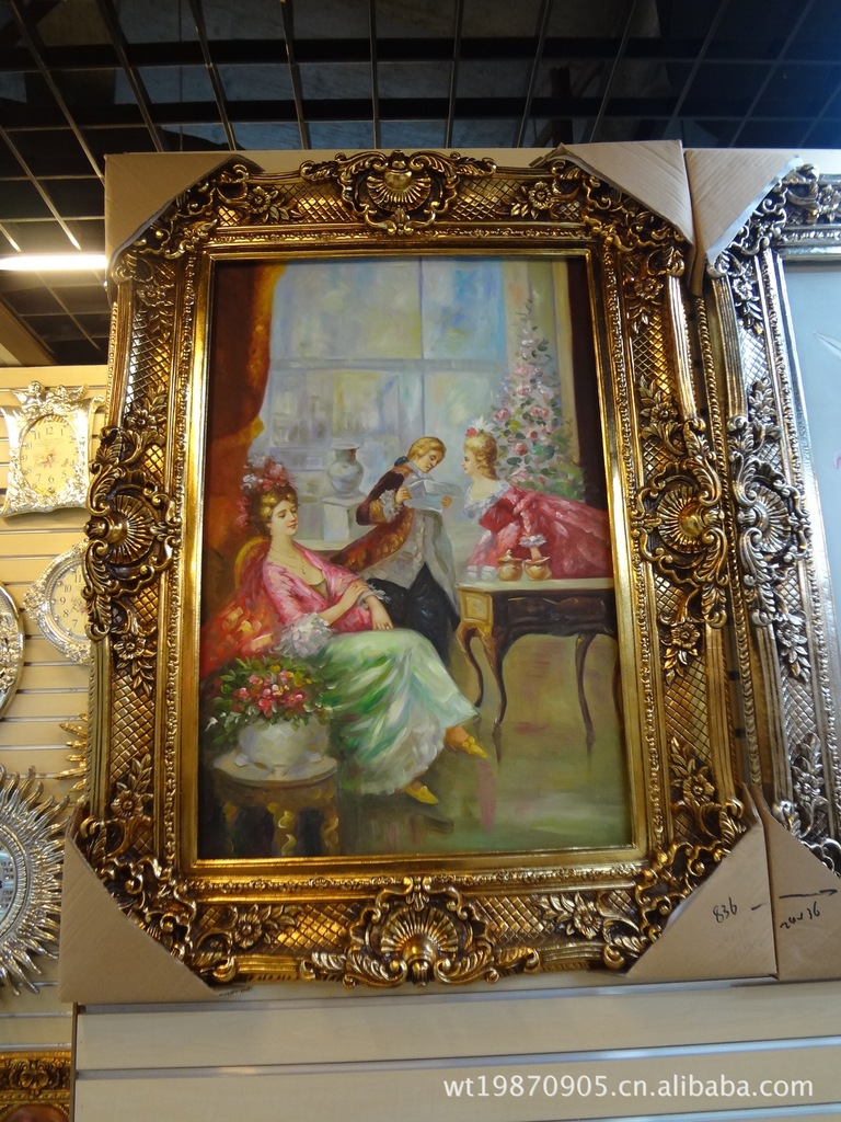 Yiwu Factory Direct Sales Resin Photo Frame Wholesale | European Style Hotel Mural | KTV Engineering Oil Painting | Yi Yi Yi Handcrafted Painting