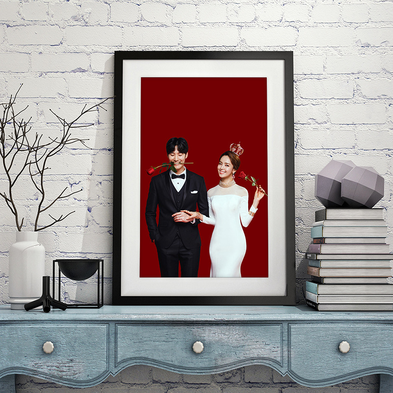 Solid Wood Large Photo Frame Wall Hanging Stickers Punch-Free Custom Picture Frame Customized Any Size 4 Open 2k8k Poster Mounting
